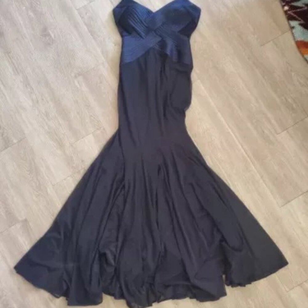 Navy Vintage Cache Halter Gown - Picture 3 of 13